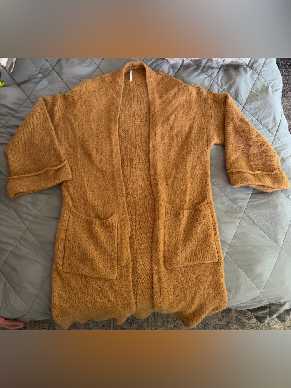 Free People Live In Tokyo Cardigan Chestnut Camel Pocket - Picture 5 of 6
